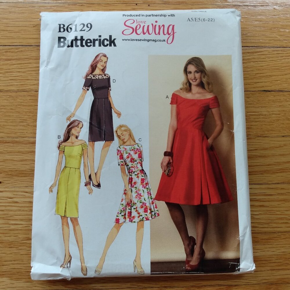 Dress Sewing Pattern Size 6-22 Plus Semi-Fitted Lined Bodice Butterick 6129
